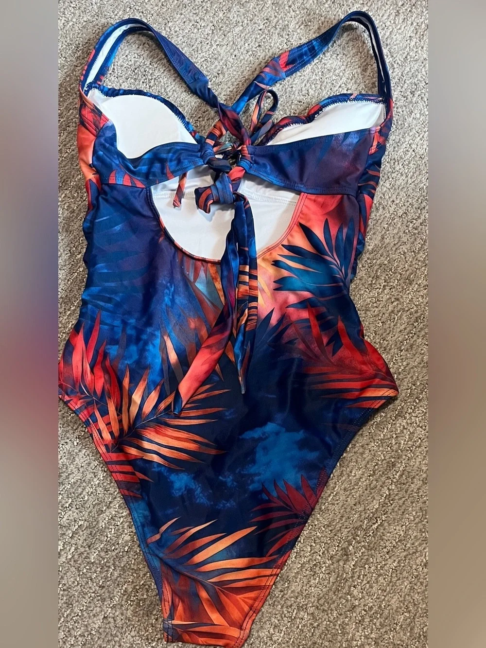 Tummy Control One Piece Swimsuit Cutout V-Neck Slimming Tie Knot M 1398/bb7-1